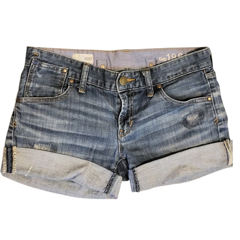 Gap 1969 Womens Deconstructed Low-Rise Cuffed Denim Shorts Tag Sz 25/0 EUC